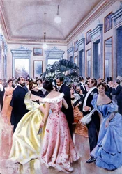 Il foyer del teatro della Scala (Teatro alla Scala) a Milano. 1890