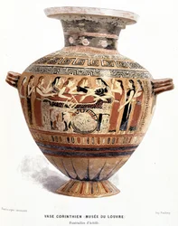 Il funerale di Achille - vaso corinzio del Museo del Louvre, in "Histoire des Grecs" di Victor Duruy