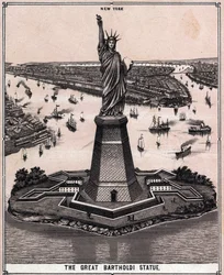 La grande statua di Bartholdi a New York, USA in 