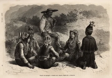 La popolazione indigena di Xieng Hong (Laos), incisione per illustrare il viaggio di esplorazione in Indocina, di Francis Garnier, 1866-1868