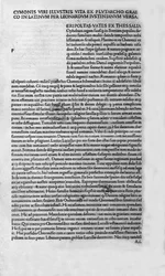 Le vite degli uomini illustri. Pagina del libro di Plutarco di Cheronea, anche chiamato "Vite Parallele". 1495.