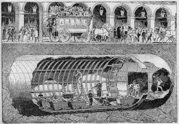 La perforazione della strada sotto la rue de Rivoli nel 1895.
