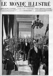 Le stanze affittate nel 1887, con il Presidente Charles Floquet in testa (1828-1896). Copertina di “Il Mondo Illustre” del 1887.