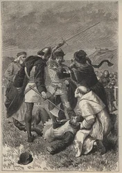 La calunnia risparmia Rothsay - illustrazione del XIX secolo per il romanzo storico 