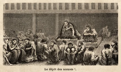 Le fasi della giustizia: il deposito delle accuse, tutte raccolte pêle-mêle nella stessa cella, spesso per lungo tempo, i detenuti possono ottenere più comfort, per esempio, due prigionieri hanno ottenuto stuoie che permettono loro di sollevarsi dal pavime