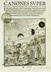 I movimenti del sole e della luna osservati dagli astronomi - frontespizio del libro "Super Canones"