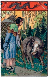 Il terribile cinghiale. Racconto cinese. Cromolitografia della fine del XIX secolo.
