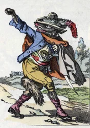 Il lupo. Illustrazione del racconto "Compere le Loup, Maitre Renard, Comere la Chevre et ses petits biquets" dopo una favola di Jean de la Fontaine. In "Tales from the home for the little ones". Incisione anonima del XIX secolo