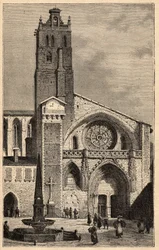 Cattedrale Saint-Etienne di Tolosa - incisione in "PATRIE - DESCRIZIONE PITTORESCA DELLA FRANCIA IN 6 VOLUMI BY LUCIEN HUARD - fine XIX secolo