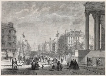Trasformazioni di Parigi sotto il Secondo Impero, Parigi Haussmann: decorazione del Boulevard Malesherbes, il giorno della sua inaugurazione il 13 agosto 1861 - Incisione in "Le Monde Illustré"