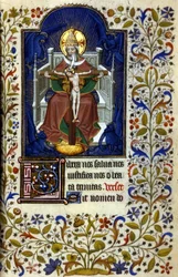 Trinità. Miniatura, inizio XV secolo. Bibl. Trivulziana, Milano