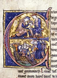 Due re di Bretagna: Bans de Berroye (padre di Lancillotto) e Boorz de Gaune. Manoscritto: Conquista del Santo Graal, scritto 717 anni dopo la passione del nostro Signore. Biblioteca municipale di Rennes, ms. 255 (Collezione di romanzi della Tavola Rotonda)