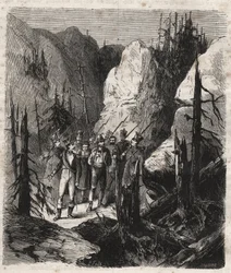 Patriota tirolese Andreas Hofer (1767-1810) arrestato dalle truppe italiane il 19/01/1810 - Incisione del 1879 in “Histoire des societes secretes, politiques et religieuses” di Pierre Zaccone (1817-1895)