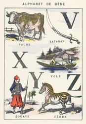 V X Y Z: mucca, yole, zuavo, zebra