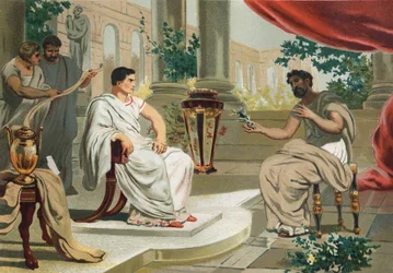 Vespasiano (in latino Tito Flavio Vespasiano) con Plinio il Vecchio. da 