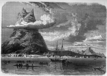 Veduta di Bora Bora (Bora-Bora) in Polinesia alla fine del XIX secolo in “Il Giornale della Gioventù” del 1888.