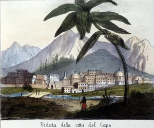 Veduta di Città del Capo, al tempo del controllo britannico, Sudafrica. 1820