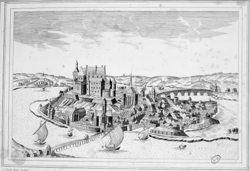 Veduta di Decize nel 1640 - incisione