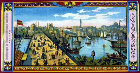 Veduta del Ponte di Galata, Costantinopoli, Turchia. Fine del XIX secolo