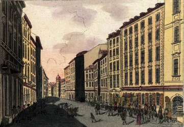Veduta di Kohlmarkt a Vienna, Austria. Incisione del 1820
