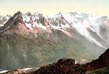 Veduta del Monte Bianco: la catena del Monte Bianco intorno al 1890