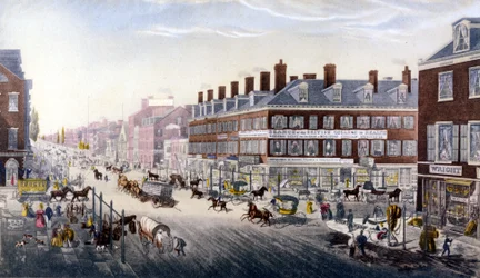Veduta di New York: Broadway. Incisione del 1840