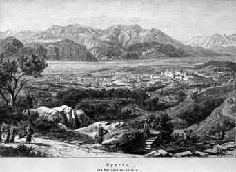 Vista di Sparta. Incisione del XIX secolo