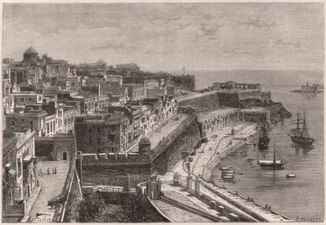 Veduta di La Valletta e del suo porto nel XIX secolo