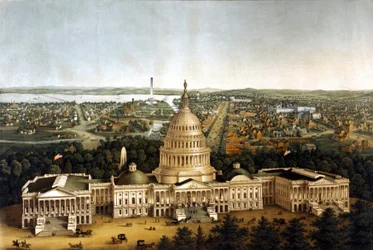 Veduta di Washington e della Casa Bianca in una rappresentazione del 1820