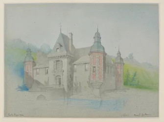 Veduta di un castello su un fiume