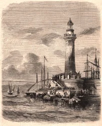 Vista del Faro di Pointe de Joliette a Marsiglia nel XIX secolo