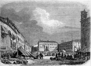 Vista della grande piazza di Trieste (nel periodo austriaco)
