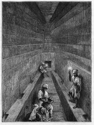 Veduta della grande galleria della piramide di Cheope a Giza, Egitto.