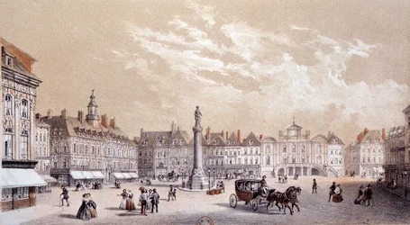 Veduta della grande piazza della città di Lille. Incisione del XIX secolo Parigi, B.N.