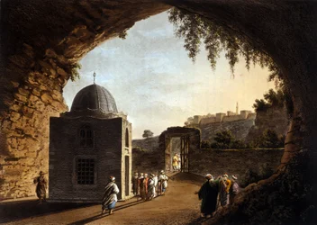 Veduta della tomba del profeta Geremia a Gerusalemme. Litografia del XIX secolo
