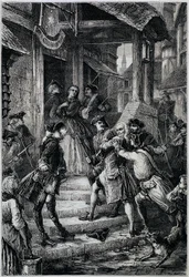 Voltaire (1694 - 1778) arrestato a Francoforte nel 1753 per ordine del grande Federico II - in Histoire de France dai tempi più remoti fino al 1789 di M. Guizot