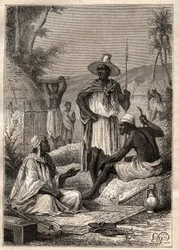 Viaggio (1795) di Mungo Park (1771-1806) a Djoliba (Niger): indigeni del Senegal - illustrazione tratta da 