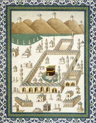 Maioliche murali: pannello che rappresenta la Kasbah (casbah) e i suoi dintorni (Mecca) - in 