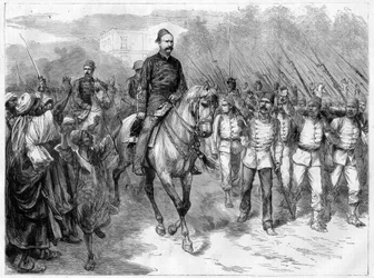 Guerra in Egitto - Gli emissari di Arabi Pasha reclutano soldati tra le tribù per combattere contro gli inglesi - Arabi Pasha (Orabi Pasha, Ahmed Urabi) (1841-1911), e le sue truppe nel 1882