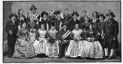 Festa di nozze wendica (Wends) - incisione del 1897 - Wendes (popolo slavo che vive in Germania orientale)