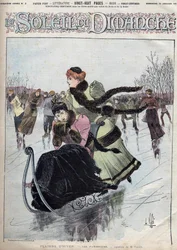 Divertimento invernale. I pattinatori. Acquerello di Mr. Vallet per il Sole della domenica. 10 gennaio