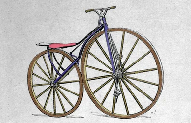 Modello di velocipede in legno. Pierre Michaux inventò il pedale nei primi anni 1860.