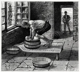 Lavoro del tomme da parte di un casaro dell