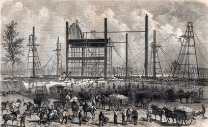 Lavori del Campo di Marte a Parigi alla fine di aprile 1866 - incisione del 1867