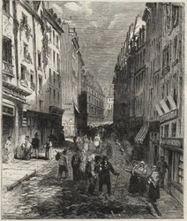 Lavori rue de la Montagne Sainte-Genevieve nel 5° arrondissement di Parigi nel 1858.