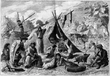 Campo zingaro nei sobborghi di Vienna in Austria nel 1873.