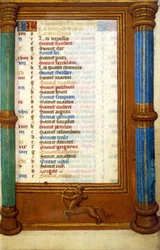 Zodiaco Sagittario e santi del mese di novembre - miniatura del Medioevo (rif.: 135, 006r): richiesta di permesso alla Biblioteca Municipale di Tolosa (tel: 05 62 27 66 66)