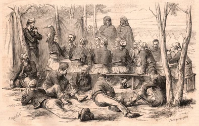 Gruppo di Zuavi a riposo al campo di Chalons
