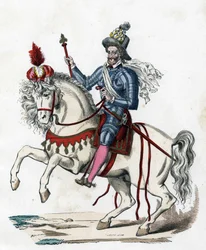 Ritratto equestre del re di Francia Enrico IV nel 1596 (1553-1610). Da 