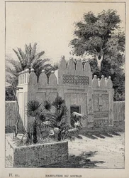 Abitazione del Sudan - incisione del 1889 in "Storia dell